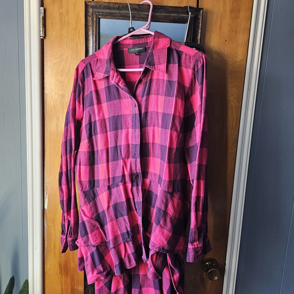Lane Bryant Red and Black Plaid Tunic Shirt